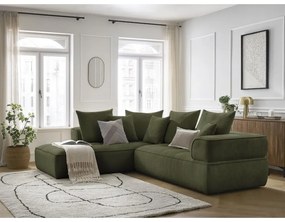 Divano angolare verde (penisola a sinistra/a L) con rivestimento in ciniglia Whesley – Bobochic Paris