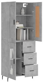 Credenza grigio cemento 69,5x34x180 cm in legno multistrato