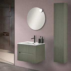 Mobile bagno sospeso cannettato 60 cm verde con specchio Bali