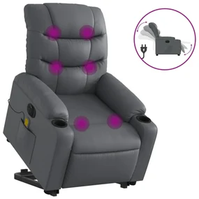 Poltrona alzapersona elettrica reclinabile grigio in similpelle