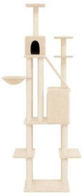 Albero per gatti con tiragraffi in sisal crema 201 cm