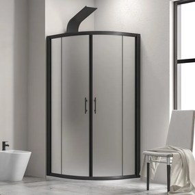 Kamalu - Box doccia semicircolare 90x90 telaio nero vetro satinato | KF2000BS