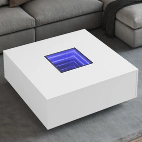 Tavolino Da Salotto Con Led Infinity Bianco 100x100x40 Cm /