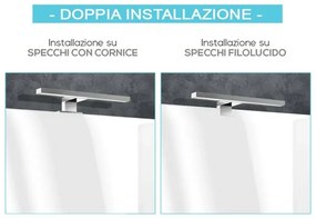 Lampada LED per specchio 30 cm luce fredda e doppia installazione