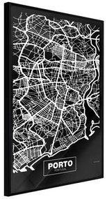 Poster  City Map: Porto (Dark)  Cornice Quadri Cornice nera, Larghezza x Altezza Home decor 40x60