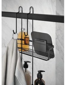 Mensola da bagno sospesa in acciaio nero opaco Lava - Metaltex