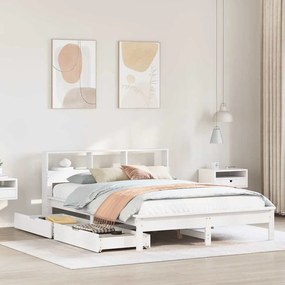 Letto Libreria Senza Materasso Bianco 140x190 Cm Legno Di Pino /