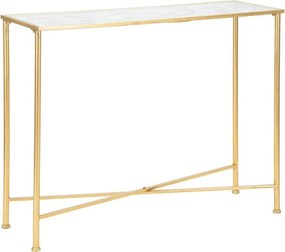 Tavolo consolle bianco/dorato con piano in vetro 35x100 cm Butterflies – Mauro Ferretti