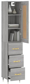 Credenza Grigio Sonoma 34,5x34x180 cm in Legno Multistrato