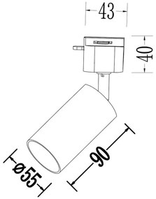 Faretto per sistema a binario monofase TIGER 1xGU10/10W/230V, nero