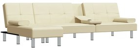 Divano letto a l crema 255x140x70 cm in similpelle