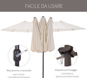 Ombrellone da Giardino 4,6x2,7 m Palo Ø48 mm Doppio Tetto Beige...