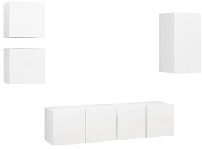Set mobile tv 5 pz bianco in truciolato