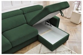 Divano angolare in verde scuro allungabile (con composizione variabile) con rivestimento in velluto a coste Monaco – Bobochic Paris