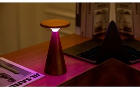 Lampada da tavolo LED colore naturale scuro con paralume in legno (altezza totale 21 cm) Sylva – Gingko