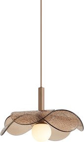 Lampada a sospensione di design bronzo scuro con vetro ambrato - Kemner