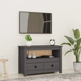 Mobile porta tv grigio 79x35x52 cm in legno massello di pino