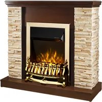 Camino Elettrico da Pavimento 90,3x98x30 cm Effetto Fiamma 2000W Rock & Galileo Gold