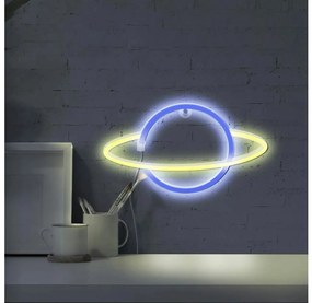 LED Decorazione murale al neon PLANET LED/3W/3xAA USB blu/giallo