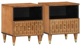 Comodini 2pz 40x33x46 Cm İn Legno Massello Di Mango /