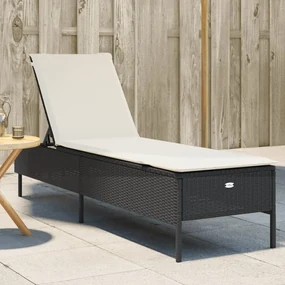 Lettino Prendisole Con Cuscino Nero İn Polyrattan /