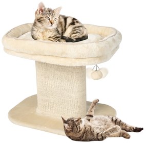 Costway Moderna torre per gatti con grande trespolo in peluche e tiragraffi in sisal, Torre di attività per gatti Beige