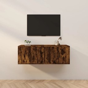 Mobili porta tv a parete 2 pz rovere fumo 57x34,5x40 cm