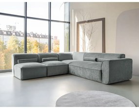 Divano angolare componibile in verde chiaro (con penisola a sinistra) Flex Felix – Miuform