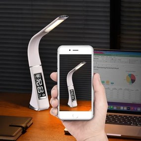 Immax 08949L - Lampada da tavolo LED dimmerabile con display LEATHER LED/6,5W/5V bianca