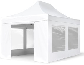 TOOLPORT 3x6m gazebo pieghevole PVC con laterali (finestre panoramiche), PROFESSIONAL alluminio, bianco - (582045)