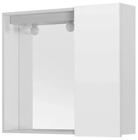 Specchio contenitore 68x61 cm bianco con anta e ripiano in vetro Desya