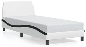 Giroletto Con Testiera Bianco E Nero 90x200 Cm İn Similpelle /