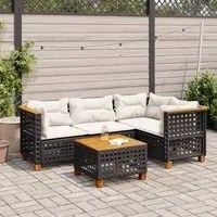 Set Divani da Giardino 5 pz con Cuscini in Polyrattan Nero 3261806