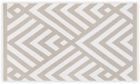 Tappeto da bagno in cotone beige e bianco, 100 x 180 cm Geometric - Foutastic