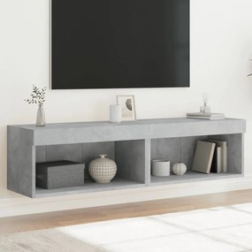 Mobili TV con Luci LED 2pz Grigio Cemento 60x30x30 cm