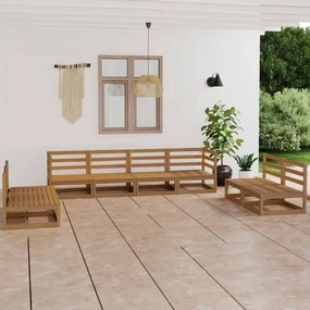 Set divani da giardino 8 pz miele in legno massello di pino