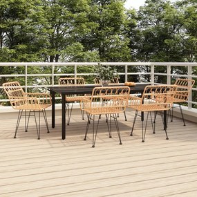 Set da Pranzo da Giardino 7 pz in Polyrattan