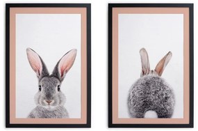 Set di 2 dipinti in cornice nera Rabbit, 30 x 40 cm - Madre Selva