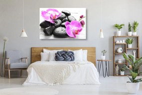 Stampa su tela – Bella armonia di pietre e orchidee