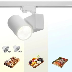 Faro LED 42W per Binario Trifase CRI92 36°/60° con driver Philips CCT Colore Bianco Variabile CCT