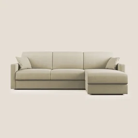 Chris Divano letto angolare con penisola in microfibra smacchiabile T11 panna 248 cm Sinistro (mat. 120x197)