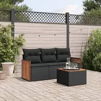 Set Divani da Giardino 4 pz con Cuscini Nero in Polyrattan 3259843