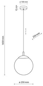 TK Lighting Lampada a sospensione Esme, vetro opalino, 1 luce, Ø 25 cm