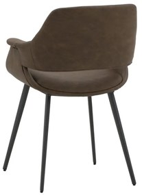 Set di sedie EMBAJADORES in similpelle marrone e gambe in metallo nero, con braccioli