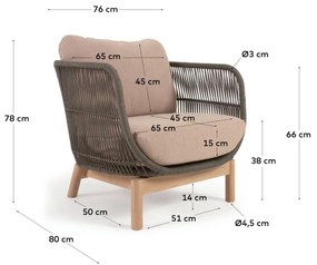 Kave Home - Poltrona Catalina in corda verde e legno massello di acacia FSC