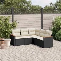 Set Divani da Giardino 5 pz con Cuscini in Polyrattan Nero 3258360