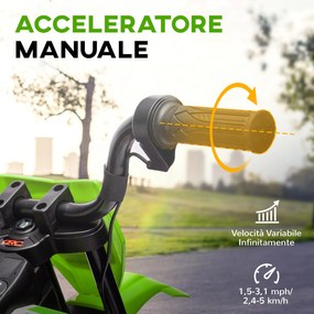 Moto Elettrica per Bambini con Rotelle e Indicatore di Carica Verde...