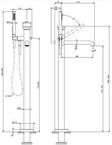 Parte esterna per piantana esterno vasca con doccetta deviatore parte incasso non inclusa brass brushed 66028 gessi