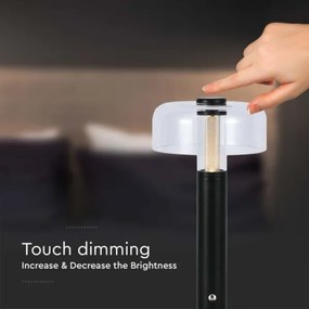 Lampada da tavolo LED dimmerabile ricaricabile 1W 5V 3000K 1800mAh nera