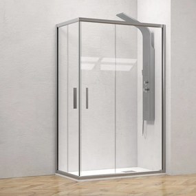 Kamalu - Box doccia 80x80 telaio argento opaco doppio scorrevole | KE-1000A